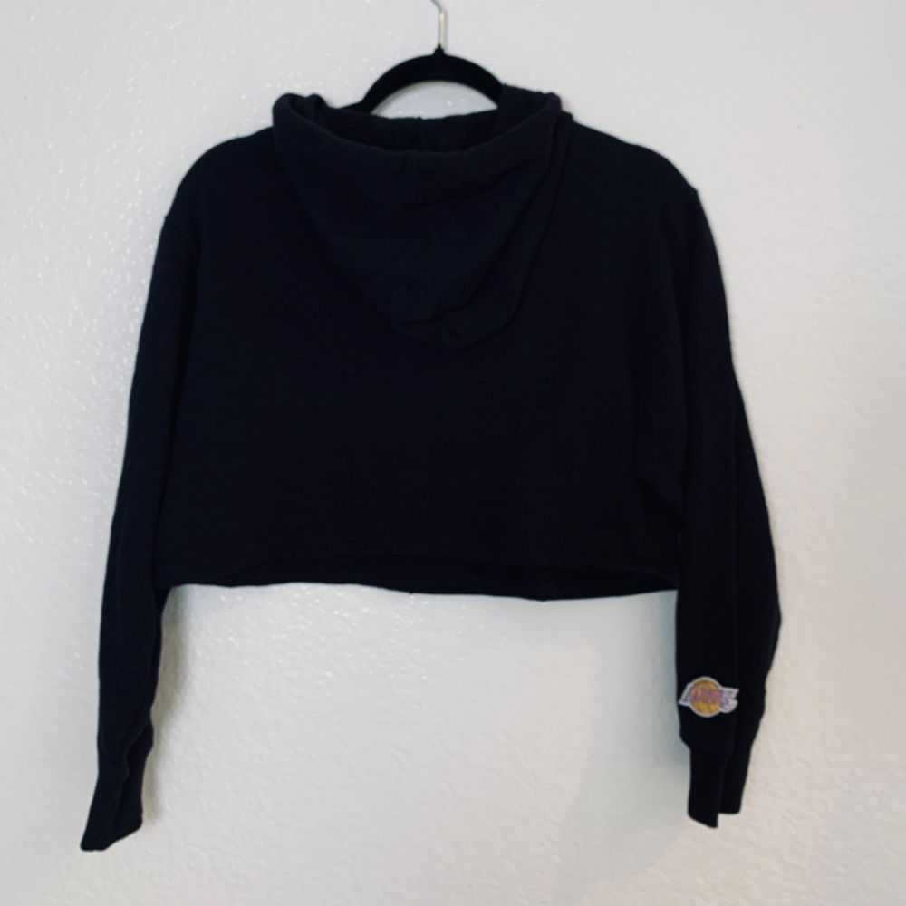 NBA Los Angeles Lakers Mitchell & Ness Women's Crop Top Small Hoodie Black - Picture 12 of 15